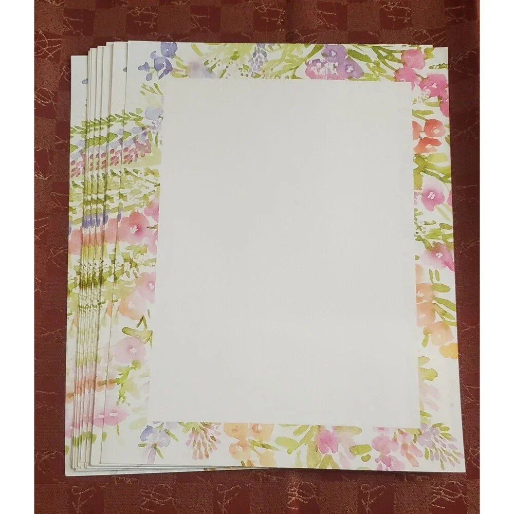 Vintage Large Lot Printer Paper Loose Leaf Stationery Letterhead Borders Themes